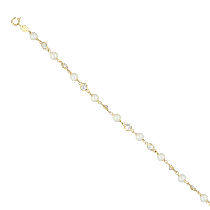 PULSERA ORO 18 QUILATES PERLA CIRCONITA CHATÓN